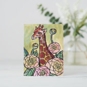 Giraffen und Blume Giraffen zur Illustration Postkarte (Stehend Vorderseite)