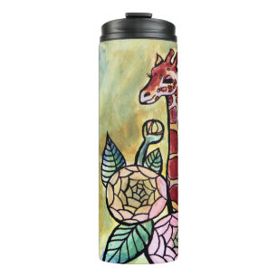 Giraffen und Blume Giraffen zur Illustration Thermosbecher
