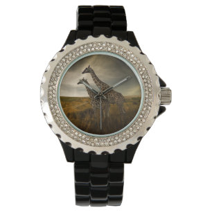 Giraffen und die Landschaft Armbanduhr