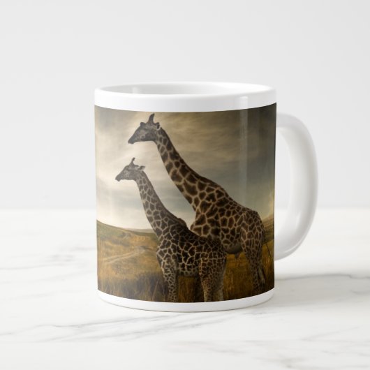 Giraffen und die Landschaft Jumbo-Tasse (Vorderseite Rechts)