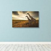 Giraffen und die Landschaft Leinwanddruck (Insitu (Holzboden))