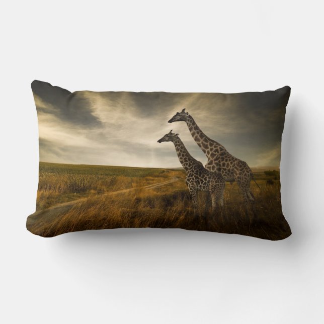 Giraffen und die Landschaft Lendenkissen (Vorderseite)