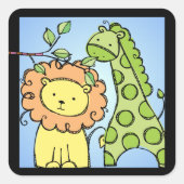 Giraffen und Löwenkleber Quadratischer Aufkleber (Vorderseite)