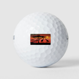 Giraffen-und-Sonnenuntergang- Golfball
