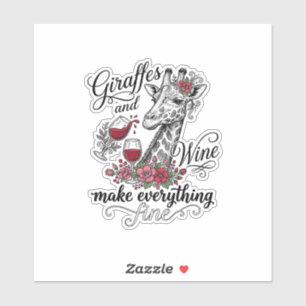Giraffen und Wein Vintage-Stich-Shirt-Design_1 Aufkleber