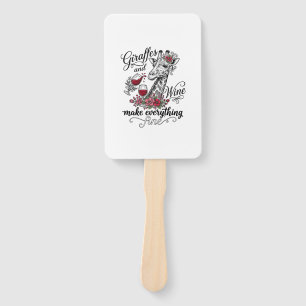 Giraffen und Wein Vintage-Stich-Shirt-Design_1 Fächer