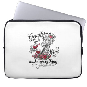 Giraffen und Wein Vintage-Stich-Shirt-Design_1 Laptopschutzhülle