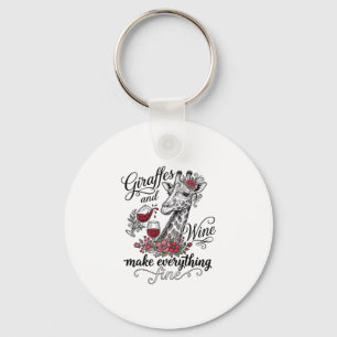 Giraffen und Wein Vintage-Stich-Shirt-Design_1 Schlüsselanhänger