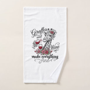 Giraffen Und Wein Vintage-Stickerei-Shirt-Design_1 Handtuch