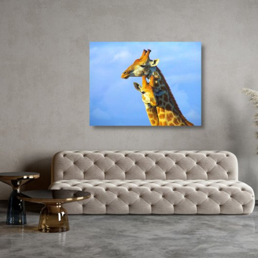 Giraffen unter blauem Himmel Gerahmte Leinwand