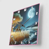 Giraffen unter der sonnigen afrikanischen Nacht Quadratische Wanduhr (Winkel)