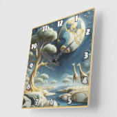 Giraffen unter einem Himmel in Afrika Quadratische Wanduhr (Winkel)