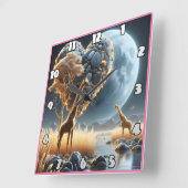 Giraffen unter einem sonnigen Himmel in Afrikas Sa Quadratische Wanduhr (Winkel)