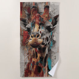 Giraffen-Urban-Street-Art-Porträt Strandtuch