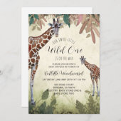 Giraffen Watercolor Wild One Baby Shower Einladung (Vorne/Hinten)