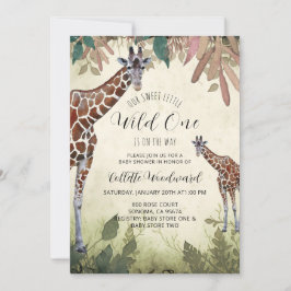 Giraffen Watercolor Wild One Baby Shower Einladung