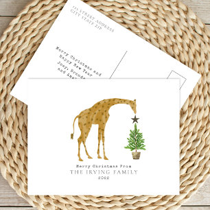 Giraffen-Weihnachtsbaum Feiertagspostkarte
