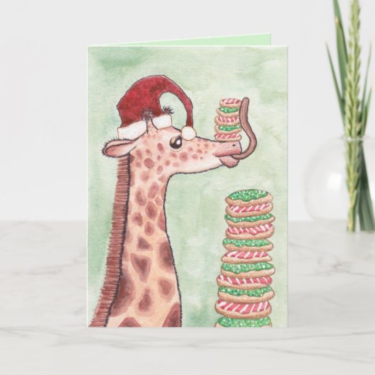 Giraffen Weihnachtskekse Karte (Vorderseite)
