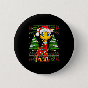 Giraffen-Weihnachtslichter-Santa-Kostüm-Hässliche- Button