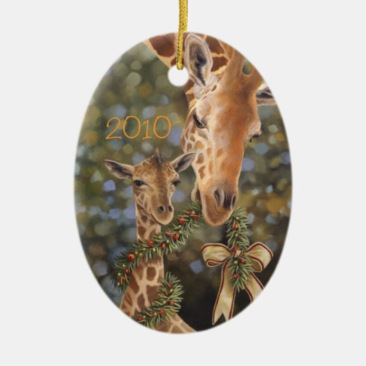 Giraffen-Weihnachtsverzierung Keramikornament (Vorne)
