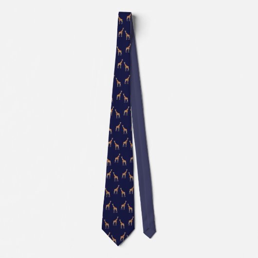 Giraffen Wildlife Pattern Dark Blue Krawatte (Vorderseite)