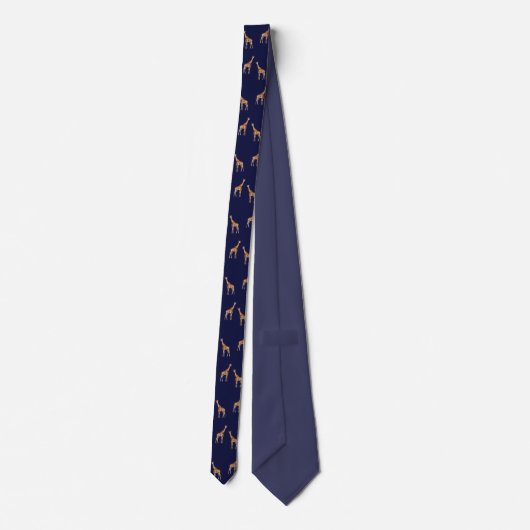 Giraffen Wildlife Pattern Dark Blue Krawatte (Rückseite)