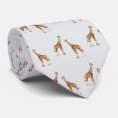 Giraffen Wildlife Pattern Light Gray Krawatte (Gerollt)