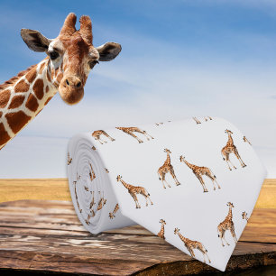 Giraffen Wildtier-Muster Hellgrau Krawatte