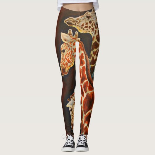 Giraffen, wir drei Afrikaner-Tier-Kunst Leggings (Vorderseite)