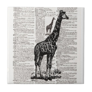 Giraffen-Wörterbuch-Kunst Fliese