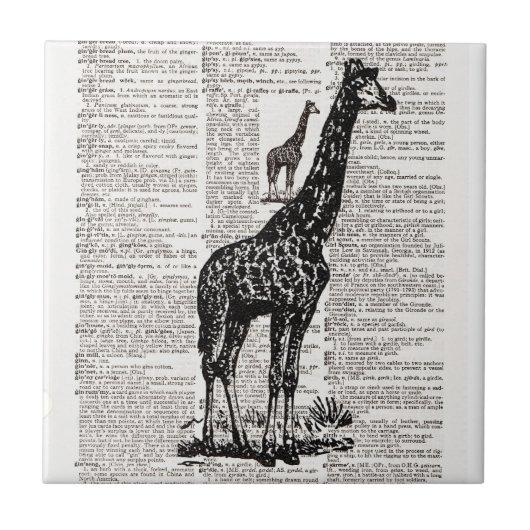 Giraffen-Wörterbuch-Kunst Fliese (Vorderseite)