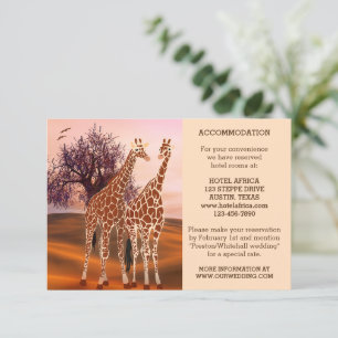 Giraffen Zoo Hochzeitstift oder Übernachtungskarte Begleitkarte