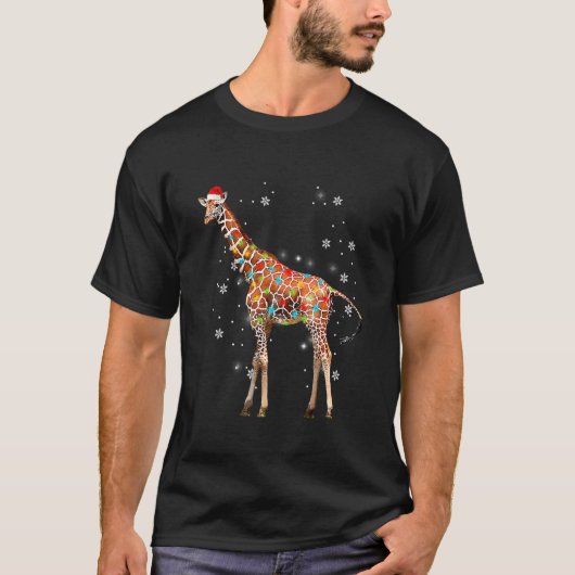 Giraffenbaum Lichter Weihnachtspullover Xmas Tier  T-Shirt (Vorderseite)