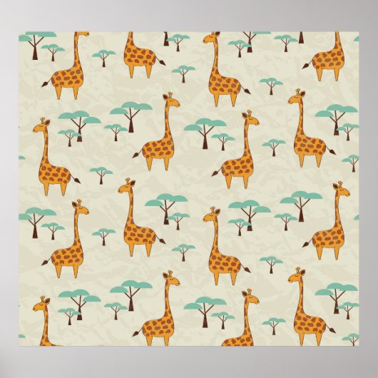 Giraffenbaumstruktur Vintage Muster. Poster (Vorne)