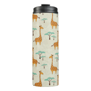 Giraffenbaumstruktur Vintage Muster. Thermosbecher