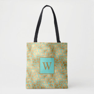 Giraffendruck mint und golden tasche