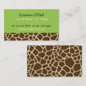 Giraffendruckgrün-Mamakarte Telefonnummerkarte (Vorne/Hinten)