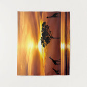 Giraffenfamilie bei Sunset Wall Art Tapestry Wandteppich (Vorderseite)