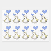 Giraffenfamilie mit blauen Herzballoons Geschenkpapier Set (Vorderseite 3)