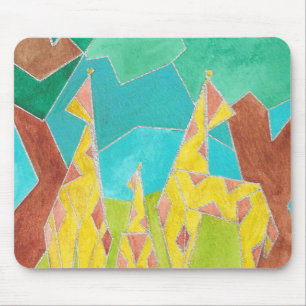 Giraffenfamilie Original Abstrakt Kunst Mousepad