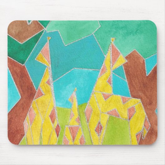 Giraffenfamilie Original Abstrakt Kunst Mousepad (Vorne)