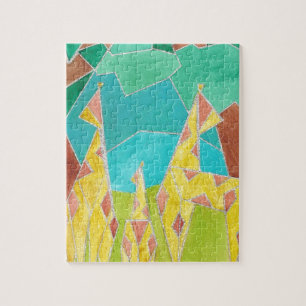 Giraffenfamilie Original Abstrakt Kunst Puzzle