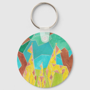 Giraffenfamilie Original Abstrakt Kunst Schlüsselanhänger