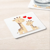 Giraffenfamilie Rechteckiger Pappuntersetzer (angewinkelt)