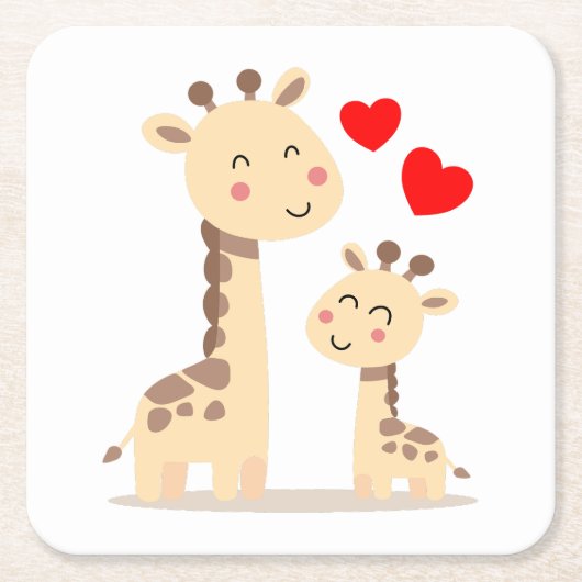 Giraffenfamilie Rechteckiger Pappuntersetzer (Vorderseite)