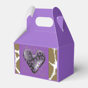 Giraffenfellmuster mit Violettem Herzen Geschenkschachtel