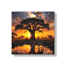 Giraffengetränk in kosmischem afrikanischen Sonnen