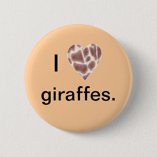 Giraffenherz, Ich liebe Giraffen Button auf Knöpfe (Vorderseite)
