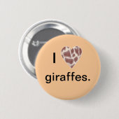 Giraffenherz, Ich liebe Giraffen Button auf Knöpfe (Vorne & Hinten)