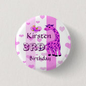 Giraffenillustration in der rosa Farbe Button (Vorderseite)